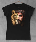 Half face Jesus half face Lion